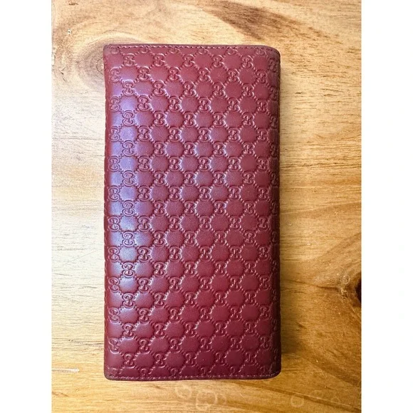 Auth Gucci Wallet Micro Guccissima Continental Flap Leather Wallet 449396 Red - Picture 4 of 16